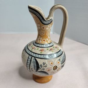 Tonala Pottery Fernando Jimon  Signed Hand Painted Water Jug 5" Tall Handmade